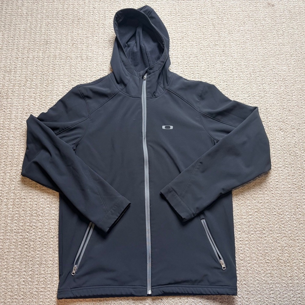 Oakley Mens Softshell Hooded Jacket Black Full Zip Fleece Lined XXL